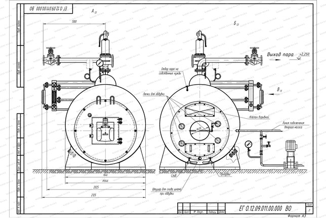 Схема парогенератора 1.2 т 170 С на дизеле